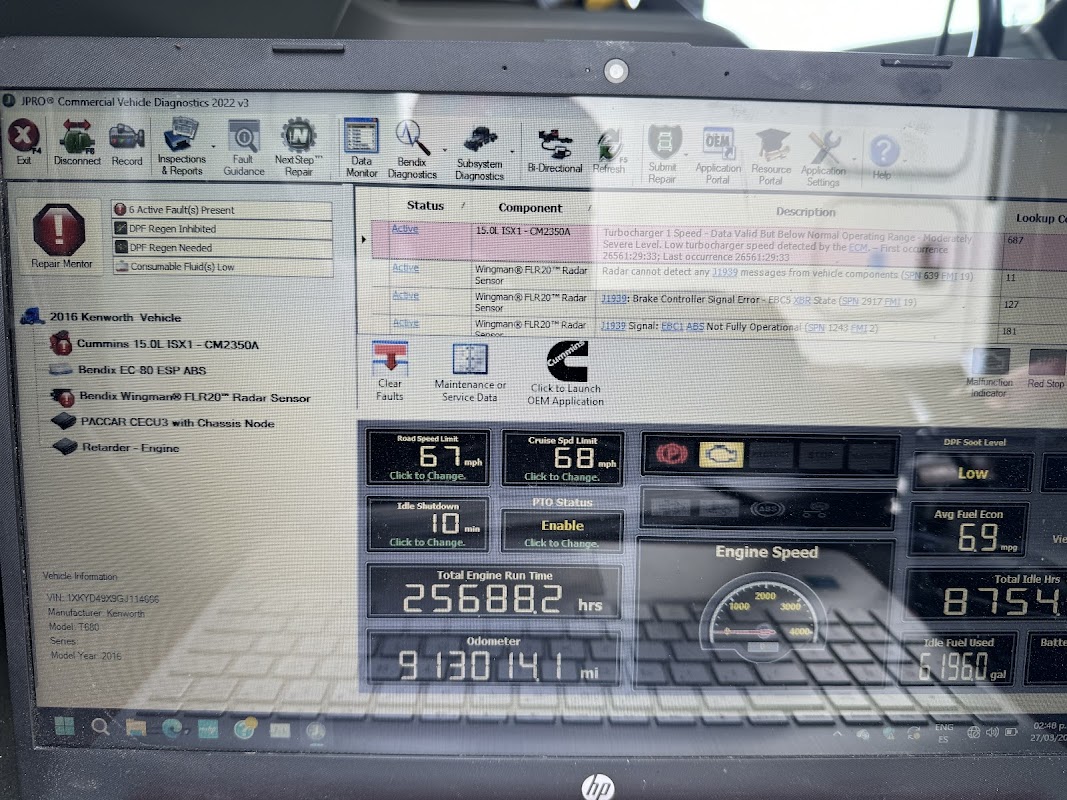 JPRO diagnostic software screen